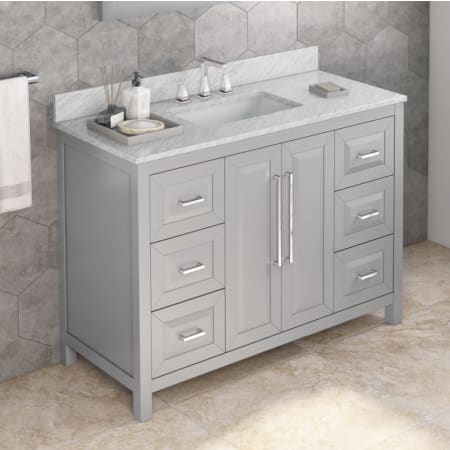 A large image of the Jeffrey Alexander VKITCAD48 Grey / White Carrara Marble Top