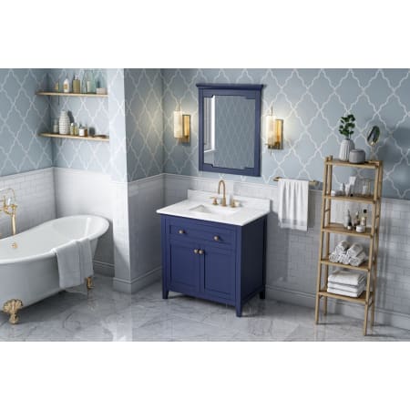 A large image of the Jeffrey Alexander VKITCHA36 Hale Blue with Marble