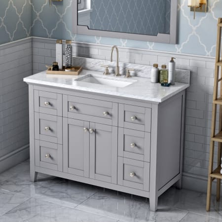 A large image of the Jeffrey Alexander VKITCHA48 Grey / White Carrara Marble Top