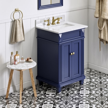 A large image of the Jeffrey Alexander VKITDOU24 Hale Blue / White Carrara Marble Top