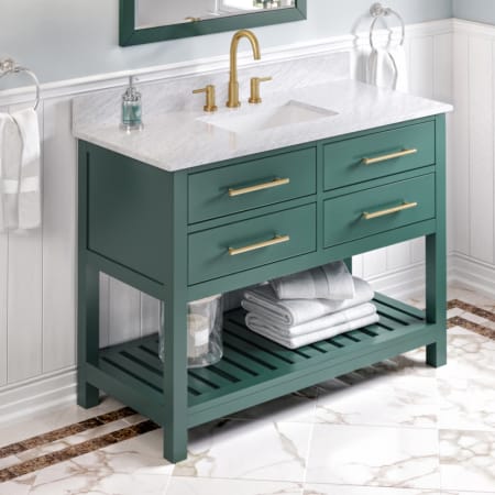 A large image of the Jeffrey Alexander VKITWAV48 Green / White Carrara Marble Top