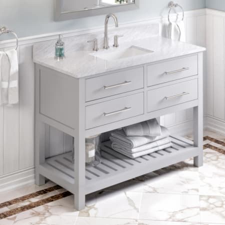 A large image of the Jeffrey Alexander VKITWAV48 Grey / White Carrara Marble Top