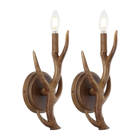 A large image of the JONATHAN Y Lighting JYL6307-SET2 Brown Wood