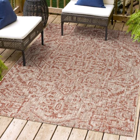 A large image of the JONATHAN Y Lighting SMB105-4 Red / Taupe