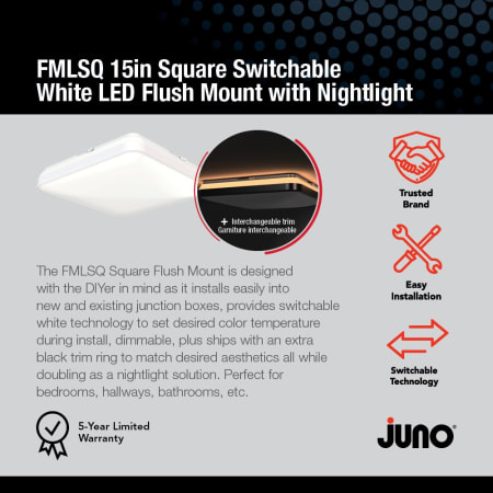 A large image of the Juno Lighting FMLSQ 15IN SWW5 90CRI NL M4 Alternate Image