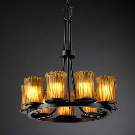 A large image of the Justice Design Group GLA-8766 Matte Black with Amber Shades