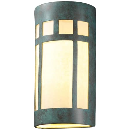 A large image of the Justice Design Group CER-7357W-LED1-1000 Verde Patina