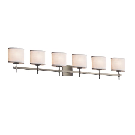 A large image of the Justice Design Group FAB-8416-30-WHTE-LED6-4200 Brushed Nickel