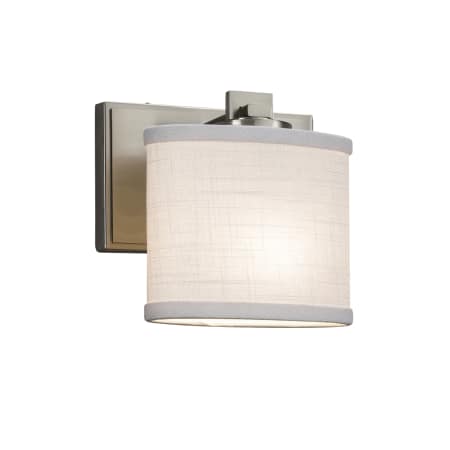 A large image of the Justice Design Group FAB-8447-30-WHTE-LED1-700 Brushed Nickel