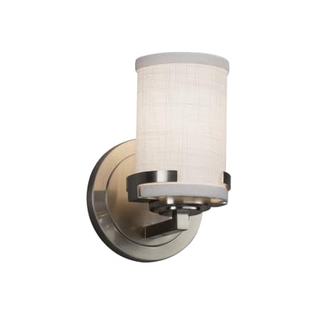 A large image of the Justice Design Group FAB-8451-10-WHTE-LED1-700 Brushed Nickel