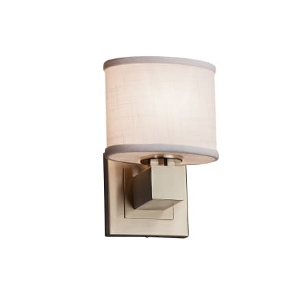 A large image of the Justice Design Group FAB-8707-30-WHTE-LED1-700 Brushed Nickel