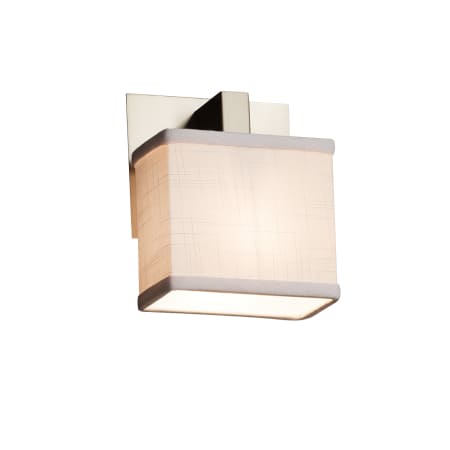 A large image of the Justice Design Group FAB-8931-55-WHTE-LED1-700 Brushed Nickel
