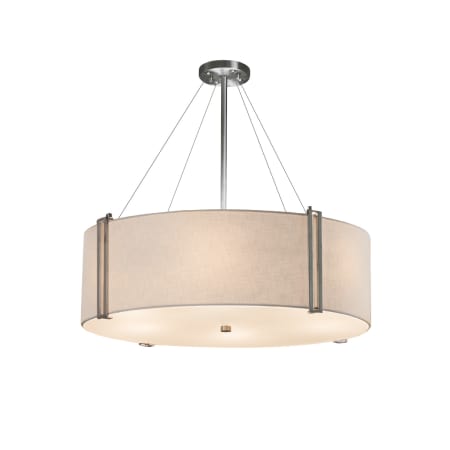 A large image of the Justice Design Group FAB-9514-WHTE-LED8-5600 Brushed Nickel