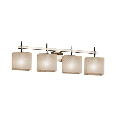 A large image of the Justice Design Group FSN-8414-55-WEVE-LED4-2800 Brushed Nickel