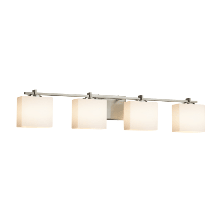 A large image of the Justice Design Group FSN-8444-55-OPAL-LED4-2800 Brushed Nickel