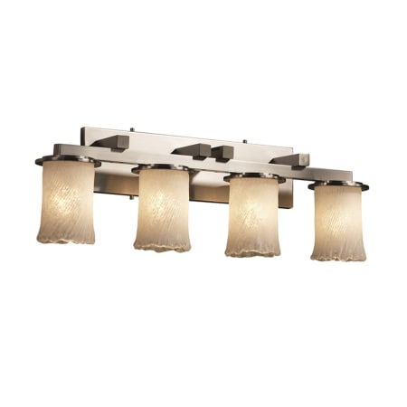 A large image of the Justice Design Group GLA-8774-16-WHTW Brushed Nickel