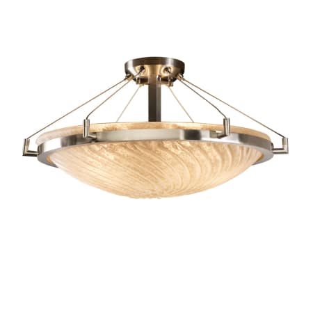 A large image of the Justice Design Group GLA-9682-35-WHTW Brushed Nickel