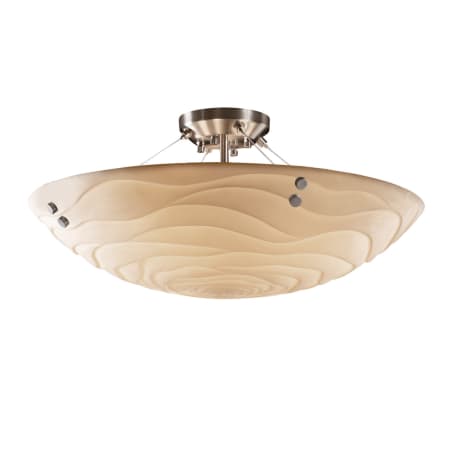 A large image of the Justice Design Group PNA-9657-35-WAVE-F1 Brushed Nickel