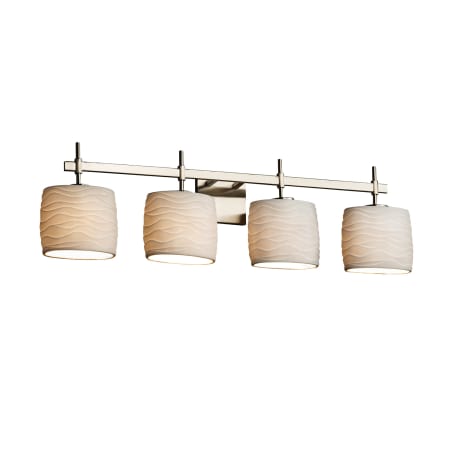 A large image of the Justice Design Group POR-8414-30-WAVE-LED4-2800 Brushed Nickel