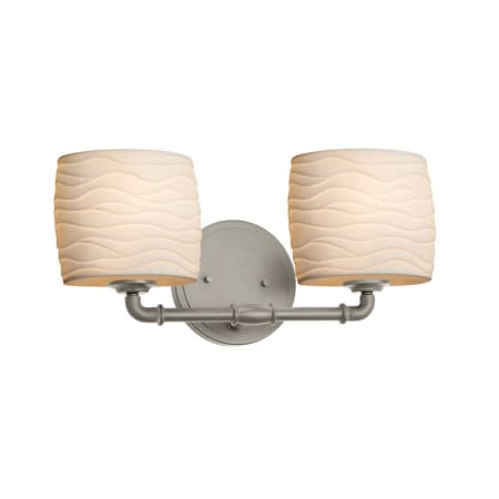 A large image of the Justice Design Group POR-8462-30-WAVE-LED2-1400 Brushed Nickel