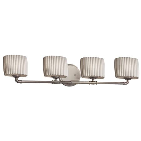 A large image of the Justice Design Group POR-8464-30-PLET-LED4-2800 Brushed Nickel