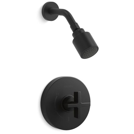 A large image of the Kallista ONE-3-PC-PB-CR-SHWR-1.75 Matte Black
