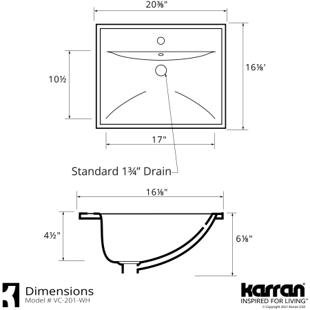 A large image of the Karran USA VC-201 Alternate Image