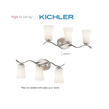 A large image of the Kichler 45377 The Kichler Armida collection can be installed with the glass up or down.