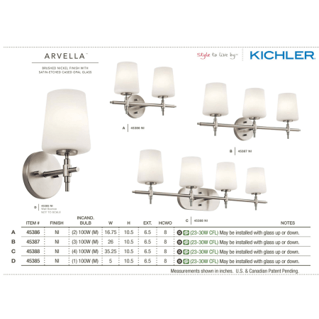A large image of the Kichler 45385 The Kichler Arvella Collection from the Kichler Catalog.