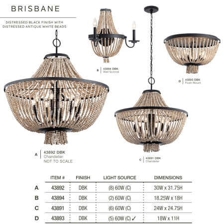 A large image of the Kichler 43891 The Brisbane Collection from Kichler