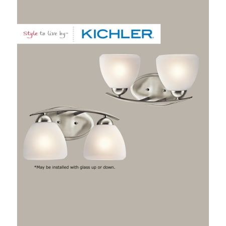 A large image of the Kichler 45120 The Kichler Calleigh bathroom fixtures can be mounted up or down.