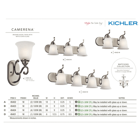 A large image of the Kichler 45421 The Camarena Collection in brushed nickel from the Kichler catalog.