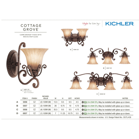 A large image of the Kichler 6857 The Kichler Cottage Grove Collection from the Kichler Catalog.