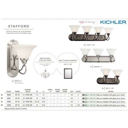 A large image of the Kichler 5558 The Kichler Stafford Collection from the Kichler Catalog.
