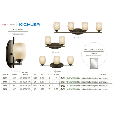 A large image of the Kichler 5096 The Kichler Eileen Collection from the Kichler catalog.