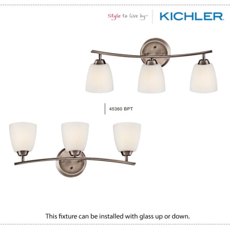 A large image of the Kichler 45358 The Kichler Granby Collection can be installed with glass up or down.