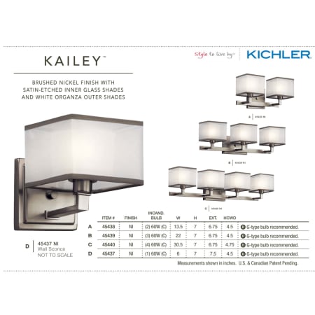 A large image of the Kichler 45439 The Kichler Kailey Collection from the Kichler Catalog.