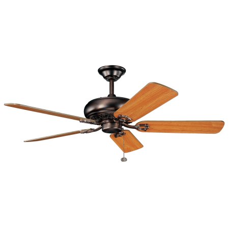 A large image of the Kichler 300118 Oil Brushed Bronze pictured with Medium Cherry side of reversible blades