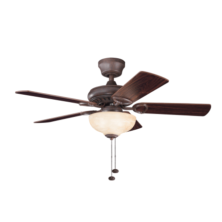 A large image of the Kichler 337014TZ Tannery Bronze with Teak/Cherry Blades