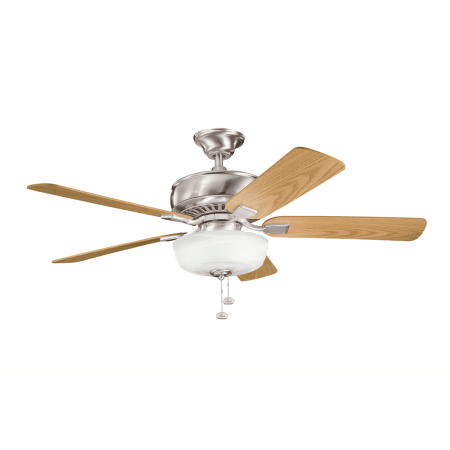 A large image of the Kichler 339212 Brushed Stainless Steel finish with Medium Oak side of reversible blades