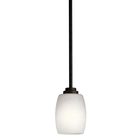 A large image of the Kichler 3497LED Olde Bronze with Satin Glass