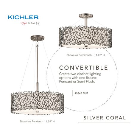 A large image of the Kichler 43346 Fixture can be installed as a pendant or semi flush ceiling light