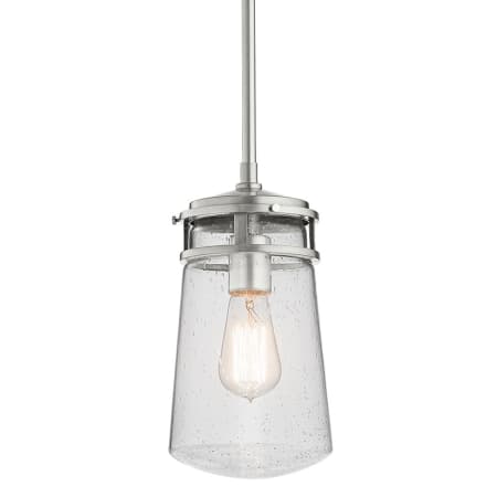 11.75 One Light Outdoor Pendant Brushed Aluminum Finish with Clear Seedy Glass Kichler Lighting 49447BA Lyndon 