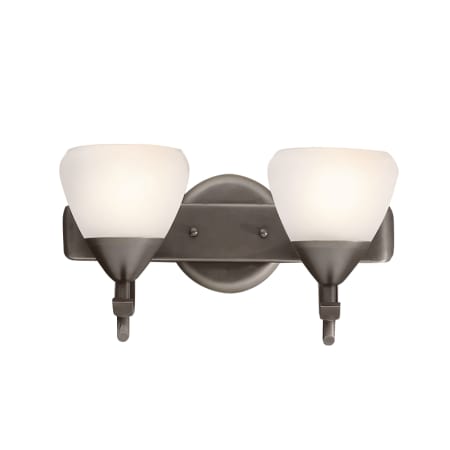 A large image of the Kichler 5177 Olde Bronze with Satin Etched White Glass