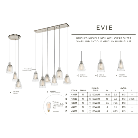 A large image of the Kichler 43627 Kichler Evie Collection