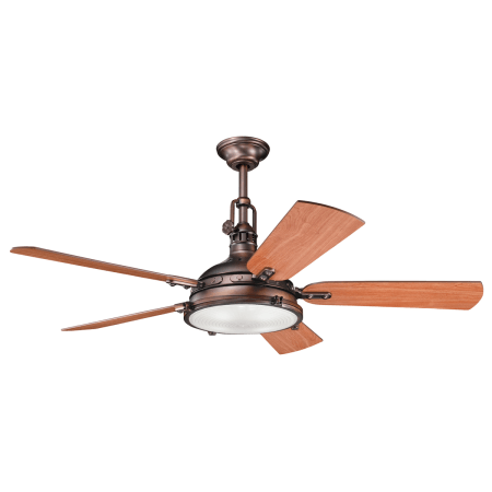 A large image of the Kichler Hatteras Bay Oil Brushed Bronze pictured with Cherry side of reversible blades