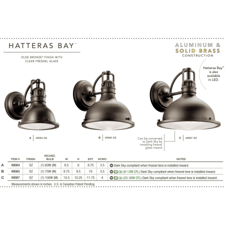 A large image of the Kichler 49064 Kichler Hatteras Bay Outdoor Wall Lights