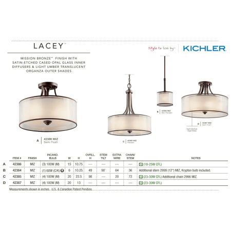 A large image of the Kichler 42385 The Kichler Lacey Collection in Mission Bronze