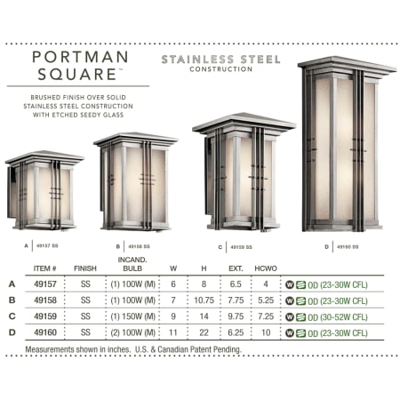 A large image of the Kichler 49162 Kichler Portman Square Wall Lanterns in Stainless Steel