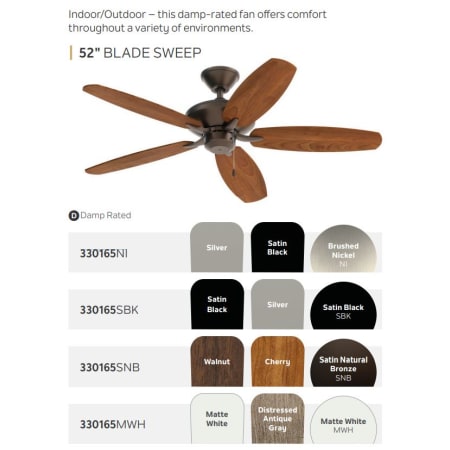 A large image of the Kichler 330165 Kichler Renew Patio Ceiling Fan Blade Options